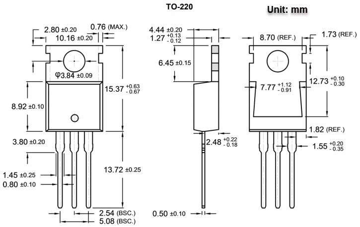 Mechanical Drawing - Taiwan Semiconductor TSM035NB04CZ N-Channel Power MOSFET